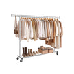 Clothes Rack – Chrome – Silver – Extendable and Collapsible with Wheels, 150 kg Load Capacity