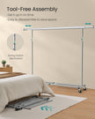 Clothes Rack – Chrome – Silver – Extendable and Collapsible with Wheels, 150 kg Load Capacity