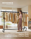 Clothes Rack – Heavy-Duty Steel – Matte Black – Extendable Hanging Rail, 110 kg Load Capacity