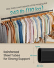 Clothes Rack – Heavy-Duty Steel – Matte Black – Extendable Hanging Rail, 110 kg Load Capacity