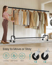 Clothes Rack – Heavy-Duty Steel – Matte Black – Extendable Hanging Rail, 110 kg Load Capacity