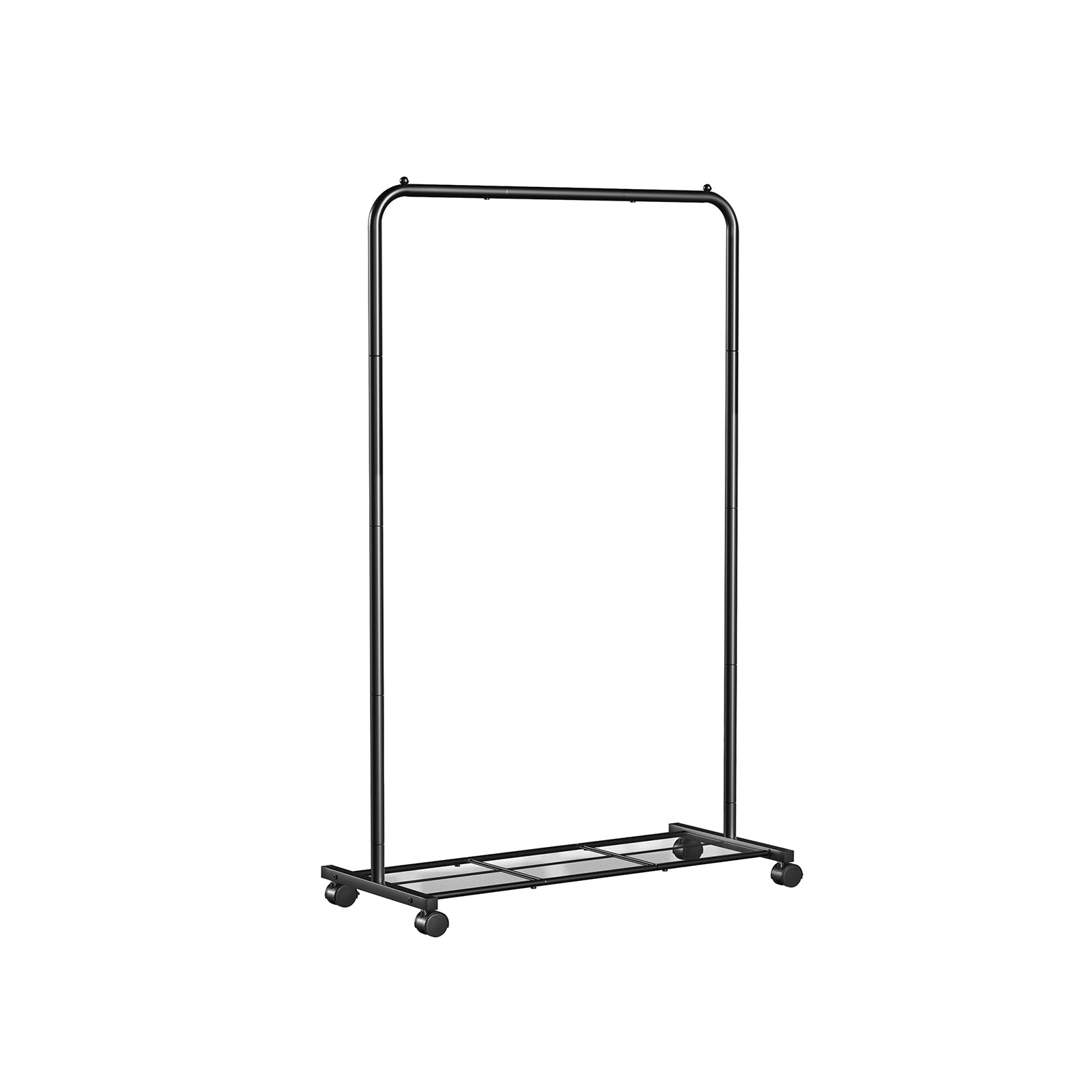 Clothes Rack – Metal – Black – Mobile with Storage Shelf