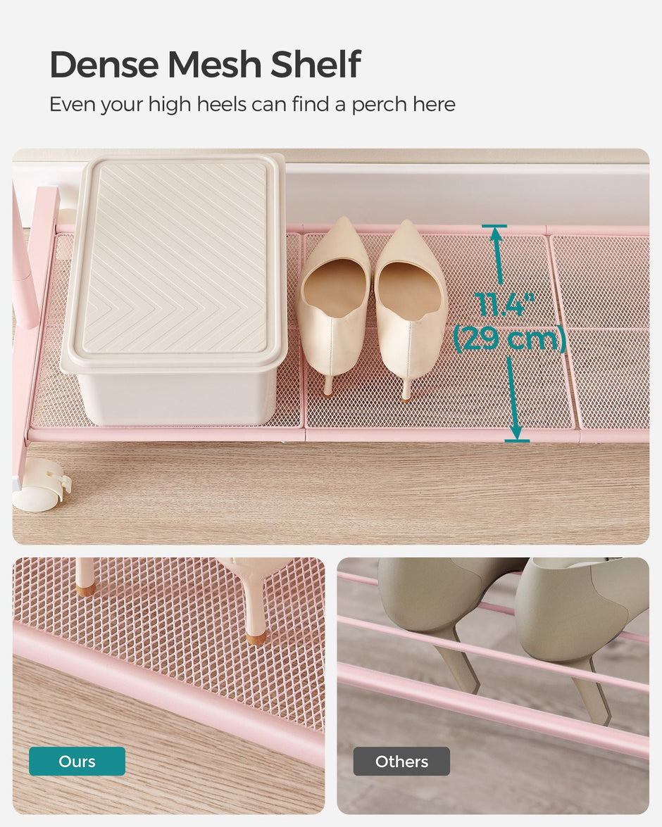 Garment Rack – Metal – Jelly Pink – Mobile with Storage Shelf