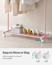 Garment Rack – Metal – Jelly Pink – Mobile with Storage Shelf