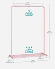 Garment Rack – Metal – Jelly Pink – Mobile with Storage Shelf