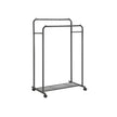 Garment Rack – Metal – Black – Double-Rail with Wheels and Mesh Shelf