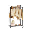 Garment Rack – Metal – Black – Double-Rail with Wheels and Mesh Shelf