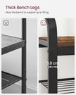 Coat Rack Stand – Steel – Rustic Brown and Black – Free Standing with Removable Hooks and Bench