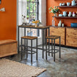 Bar Table Set – Steel – Rustic Brown and Black – Includes Two Stools