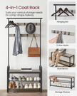 Coat Rack – Steel – Hazelnut Brown and Black – 4-in-1 Design with Shoe Storage Bench