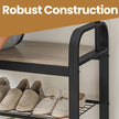 Coat Rack – Steel – Hazelnut Brown and Black – Free Standing Hall Tree with Shoe Bench and Removable Hooks
