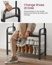 Coat Rack – Steel – Hazelnut Brown and Black – 4-in-1 Design with Shoe Storage Bench