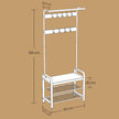 Coat Rack – Steel – Hazelnut Brown and Black – Free Standing Hall Tree with Shoe Bench and Removable Hooks
