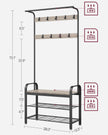 Coat Rack – Steel – Hazelnut Brown and Black – 4-in-1 Design with Shoe Storage Bench