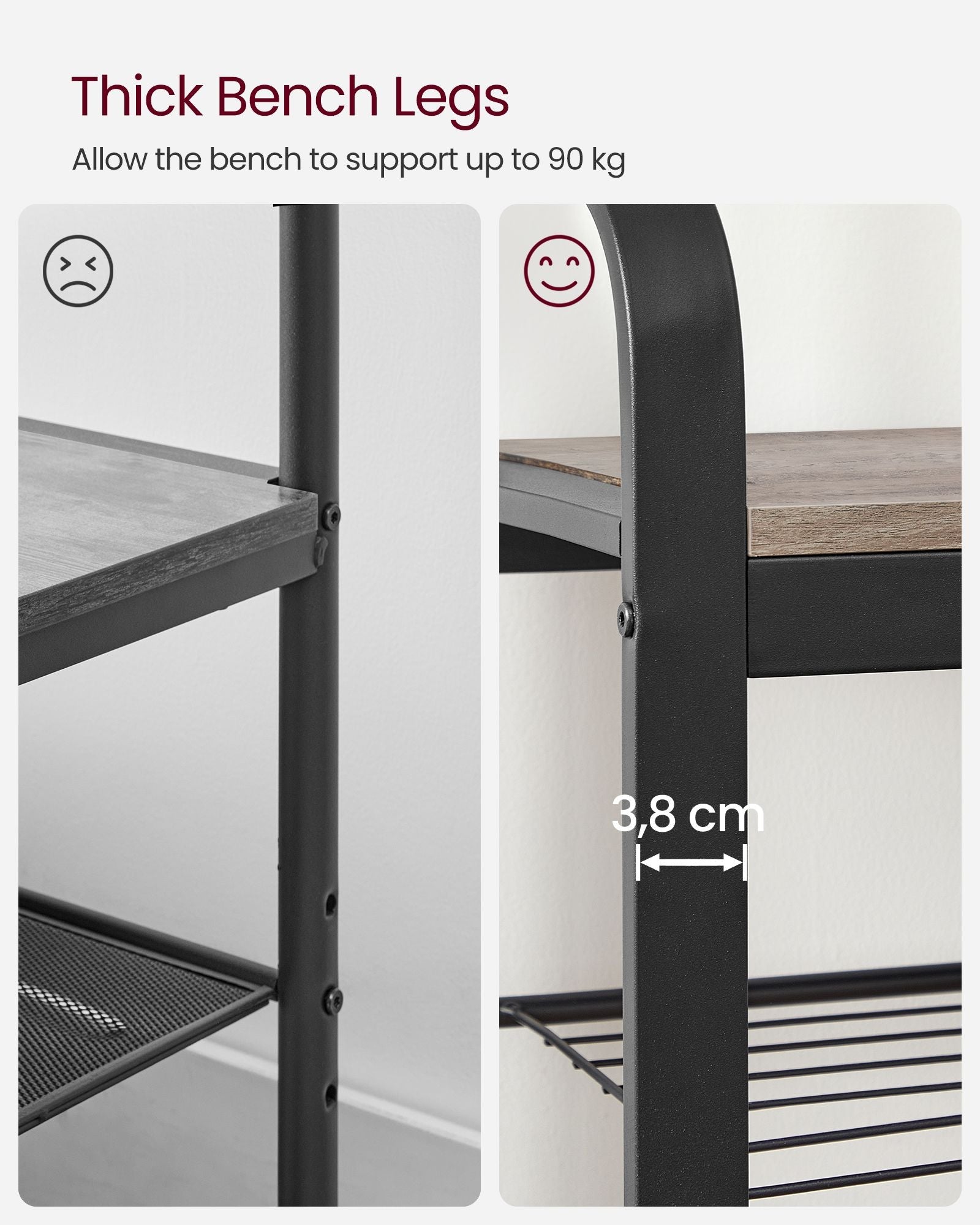 Coat Rack – Steel – Hazelnut Brown and Black – 4-in-1 Design with Shoe Storage Bench