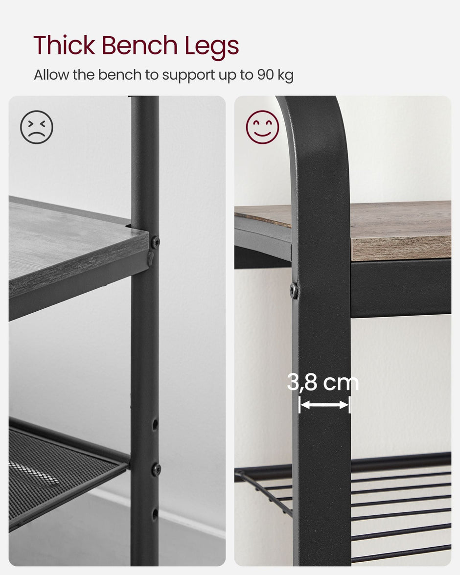 Coat Rack – Steel – Hazelnut Brown and Black – 4-in-1 Design with Shoe Storage Bench