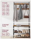 Coat Rack – Steel Frame – Rustic Brown and Black – 3-in-1 Design with Shoe Storage Bench