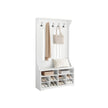 Hall Tree – Wood – Cloud White – Freestanding with Adjustable Shelves and Bench