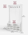 Hall Tree – Wood – Cloud White – Freestanding with Adjustable Shelves and Bench