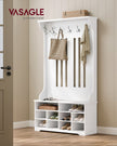 Hall Tree – Wood – Cloud White – Freestanding with Adjustable Shelves and Bench