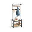 Coat Rack – Metal – Rustic Brown – Industrial Design with Removable Hooks and Umbrella Stand