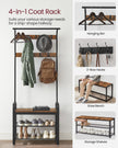 Coat Rack – Metal – Rustic Brown – Industrial Design with Removable Hooks and Umbrella Stand