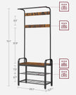 Coat Rack – Metal – Rustic Brown – Industrial Design with Removable Hooks and Umbrella Stand