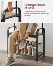 Coat Rack – Metal – Rustic Brown – Industrial Design with Removable Hooks and Umbrella Stand