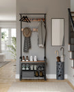 Coat Rack – Metal – Rustic Brown – Industrial Design with Removable Hooks and Umbrella Stand