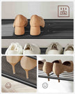Coat Rack – Wood and Metal – Camel Brown and Ink Black – Includes Shoe Storage and Mirror