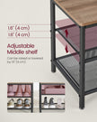 Coat Rack with Shoe Storage – Wood – Camel Brown and Ink Black – Industrial Design with Mirror and Bench