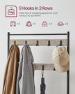 Coat Rack Stand – Wood – Natural Finish – Multi-Functional Design with Seating and Storage Shelves