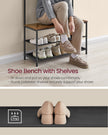 Coat Stand – Wood – Industrial Finish – With Shoe Bench and 9 Movable Hooks