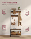 Coat Rack – Wood – Industrial Style – With Bench, 7 Hooks, and Shoe Storage