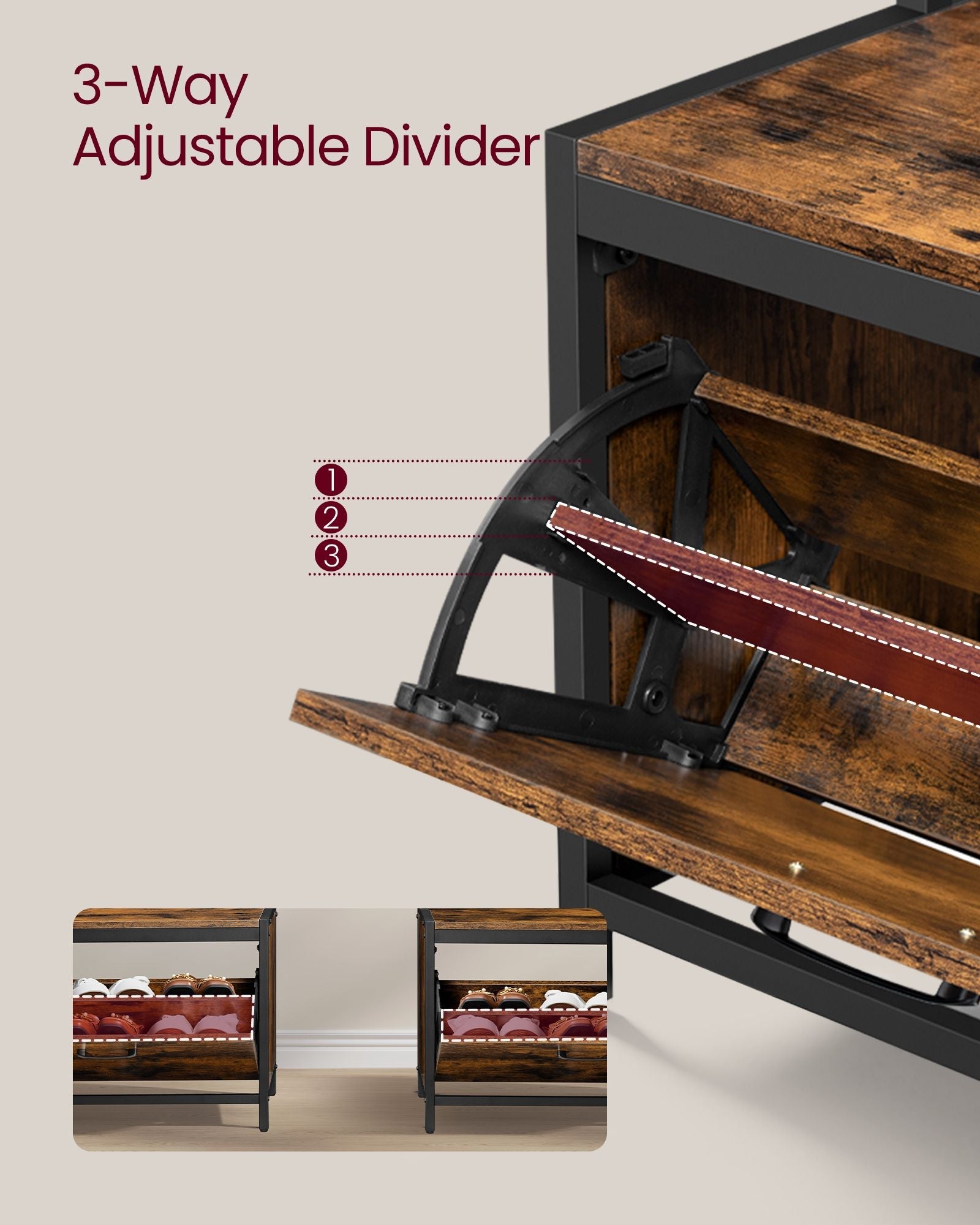 Coat Rack – Wood – Industrial Style – With Bench, 7 Hooks, and Shoe Storage