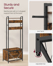 Coat Rack – Wood – Industrial Style – With Bench, 7 Hooks, and Shoe Storage