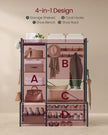 Coat Rack with Shoe Bench – Wood – Brown – 9 Hooks, 5 Shelves, and Shoe Storage
