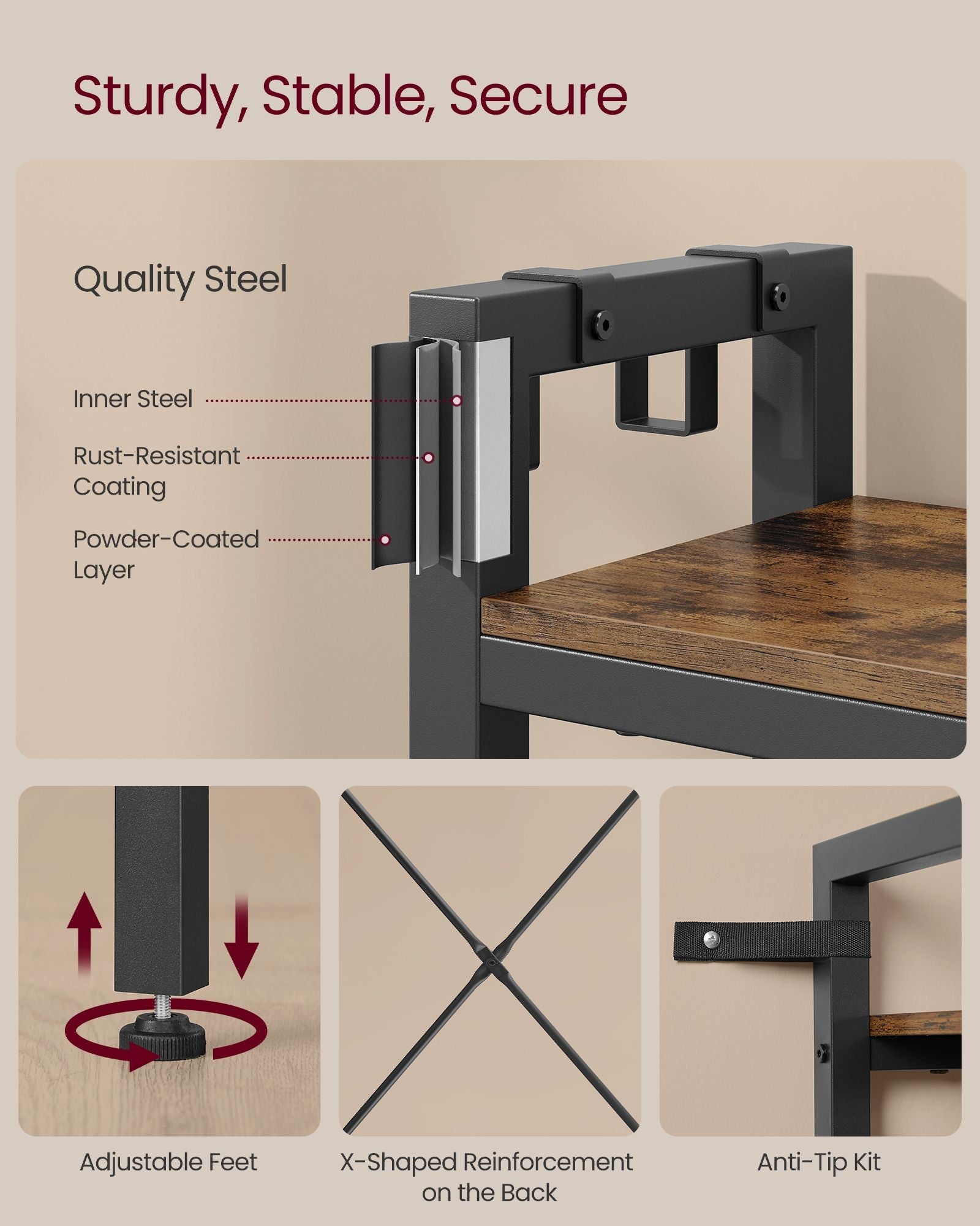 Coat Rack with Shoe Bench – Wood – Brown – 9 Hooks, 5 Shelves, and Shoe Storage