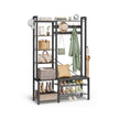 Hall Tree – Engineered Wood – Brown – Bench with Shoe Storage and Multiple Hooks