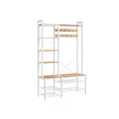 Hallway Coat Rack – Engineered Wood – Golden Oak and Cloud White – Bench with Shoe Storage and Multiple Hooks