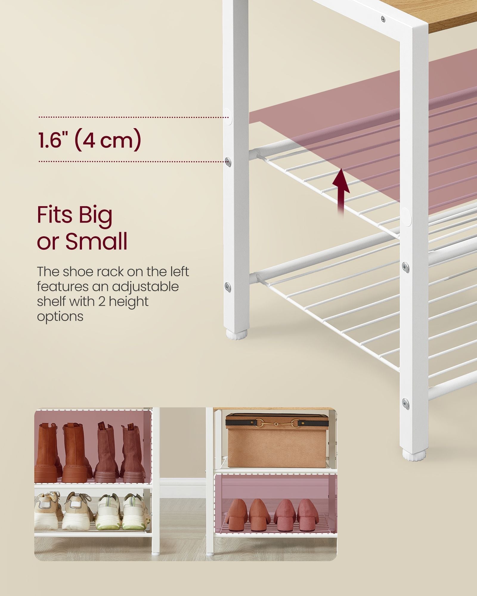 Hallway Coat Rack – Engineered Wood – Golden Oak and Cloud White – Bench with Shoe Storage and Multiple Hooks