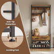 Coat and Shoe Rack – Wood – Brown – With Bench, 2 Fabric Drawers, and 10 Hooks