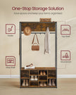 Hall Tree – Wood – Rustic Brown and Ink Black – Bench with Shoe Storage and Coat Rack