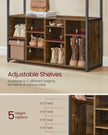 Hall Tree – Wood – Rustic Brown and Ink Black – Bench with Shoe Storage and Coat Rack
