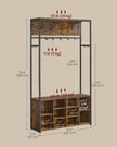 Hall Tree – Wood – Rustic Brown and Ink Black – Bench with Shoe Storage and Coat Rack