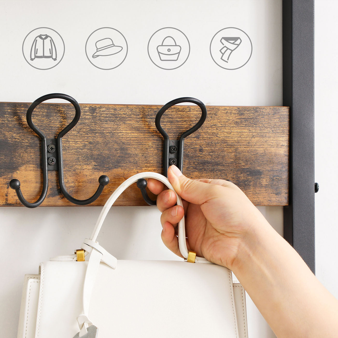 Hat and Coat Stand – Metal – Matte – Vintage Design with Shelves and Hooks