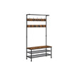 Hall Tree – Steel – Industrial Gray – Multifunctional with 9 Hooks and Shoe Rack