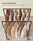 Industrial Pipe Clothes Rack – Heavy Duty Metal – Black – Double Hanging Rail with Shelf, Mobile Design, Maximum Load 110 Kg