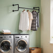 Set of 2 Wall-Mounted Garment Hanging Bars – Metal – Black – Industrial Design, Space-Saving for Small Rooms