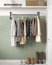 Wall-Mounted Clothes Rack – Metal – Black – Industrial Pipe Design, Space-Saving, Easy Assembly, 60 kg Capacity